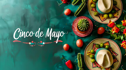 inscription on a dark background "cinco de mayo" with traditional Mexican pattern
