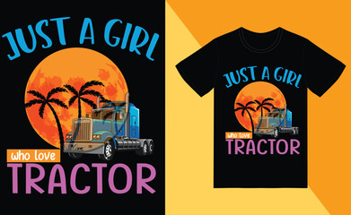 vintage just a girl who love tractor