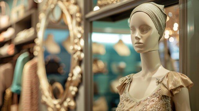 Beige female mannequin on a shelf generative ai