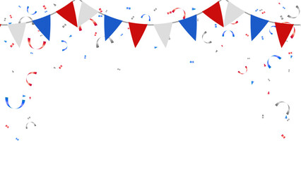holiday festival party banner or frame with triangle pennants chain and confetti - 770852527