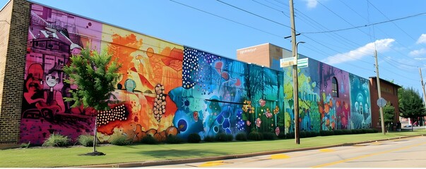 Downtown mural on addiction awareness, art provokes, community reflects - obrazy, fototapety, plakaty
