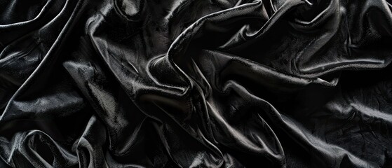 Luxurious black velvet texture with a subtle shimmer under soft lighting - obrazy, fototapety, plakaty
