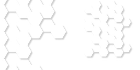 Seamless pattern with hexagons. 3d Hexagonal structure futuristic white background and Embossed Hexagon. Hexagonal honeycomb pattern background with space for text. Abstract Technology, Futuristic.
