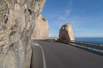 The stunning high altitude cliffside road along the coastline of Liguria, Italy - 770856732