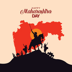 happy Maharashtra Day with Maharashtra map. abstract vector illustration day