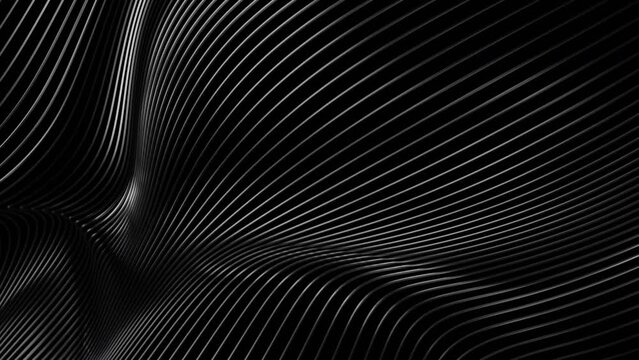 Abstract animation, background design with reflected lines, 4k seamless looped video, 3d render