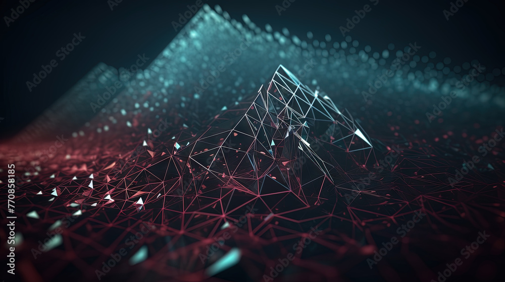 Poster Abstract background with structure of neon triangles and technology style.