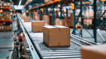 Conveyor belt transported packages swiftly along the assembly line.