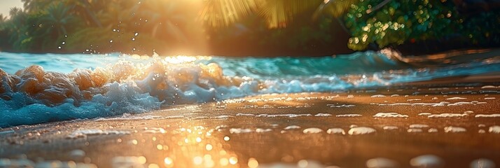 Tropical Fine Sandy Beach Blured Sea, Background HD, Illustrations