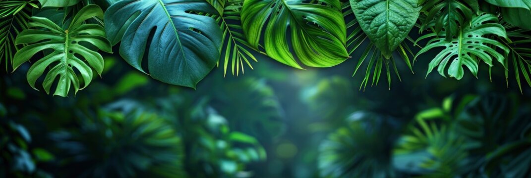 Tropical Leaves Dark Jungle Background, Background HD, Illustrations