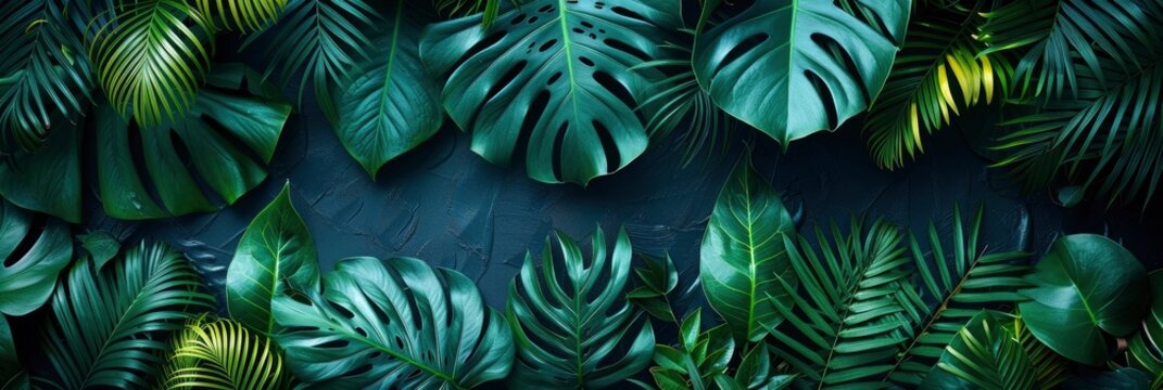 Tropical Leaves Dark Jungle Background, Background HD, Illustrations