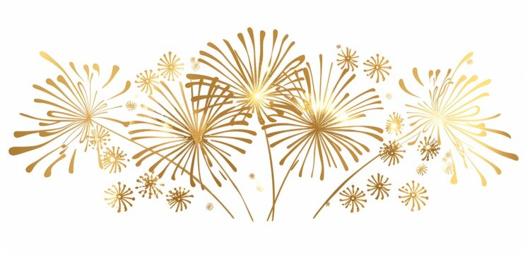 golden fireworks on a white background Generative AI