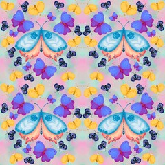 Seamless background with butterflies. Fashion print for textile,wallpaper,clothing,fabric,paper.