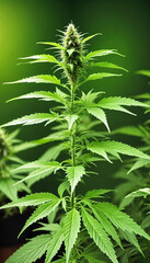 Green Background Cannabis Indica Cultivation.