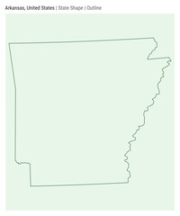 Arkansas, United States. Simple vector map. State shape. Outline style. Border of Arkansas. Vector illustration.