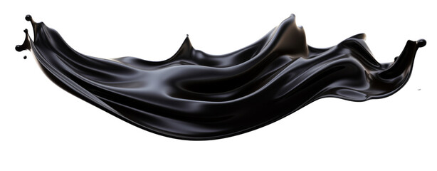 Black oil splash isolated on transparent or white background