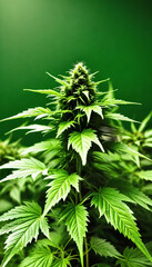 Green Background Cannabis Indica Cultivation.