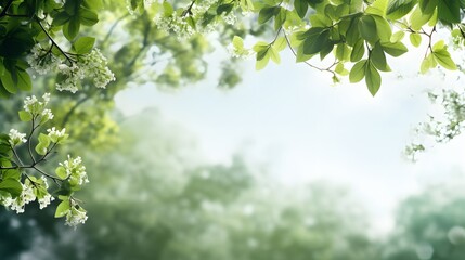 Obraz premium tree branch with green leaves background