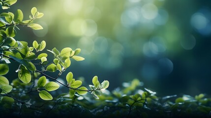 tree branch with green leaves background