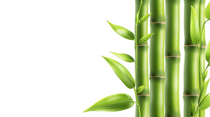 Bamboo plants with lush green leaves against a white background, creating a serene and natural ambiance.  generative ai