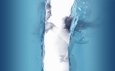 icicles on a white background - obrazy, fototapety, plakaty