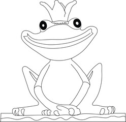 A frog is sitting on the ground Coloring Page