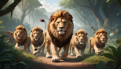 a-brave-lion-who-leads-his-friends-on-epic-adventu-upscaled_8 - obrazy, fototapety, plakaty