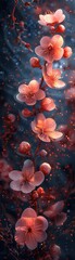 Create a serene image of 1930s inspired flowers in space - obrazy, fototapety, plakaty