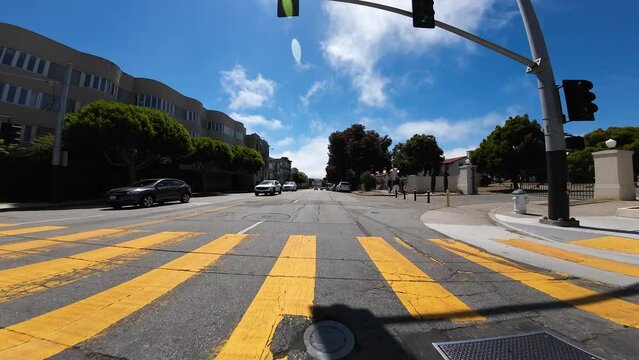 San Francisco Fort Mason Bay St Westbound 04 Front View at Van Ness Ave Driving Plate California USA Ultra Wide