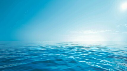 Calm blue ocean under clear sky - Capturing the tranquil sea and horizon blending on a bright day, conveys peace and serenity