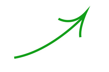 Green curved arrow graph transparent background