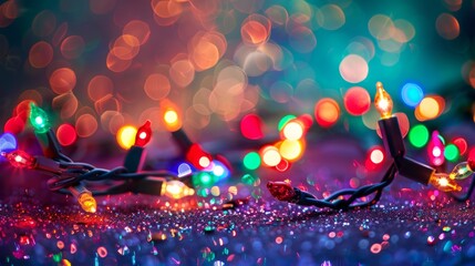 colorful lights with bokeh effect generative ai - obrazy, fototapety, plakaty
