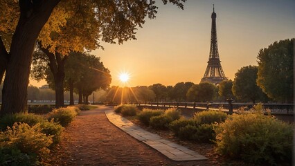 eiffel tower at sunset