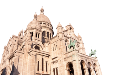 Sacre-coeur basilica in Montmartre, famous landmark in Paris, France isolated on white or transparent background, png file