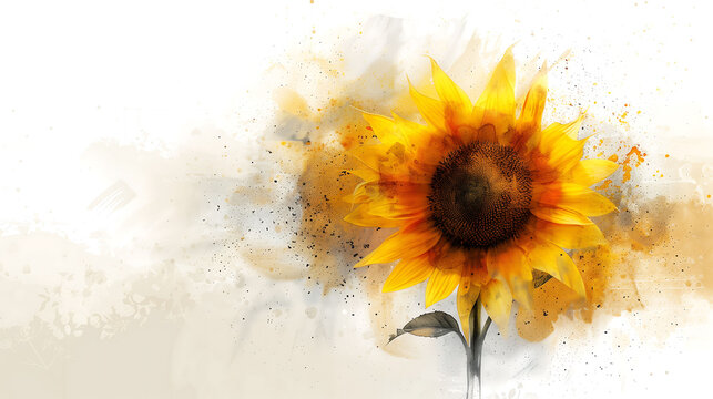 Watercolor illustration Sunflowers bloom brightly in a garden, radiating the colors of summer Nature's beauty, flowers background, banner, poster, presentation