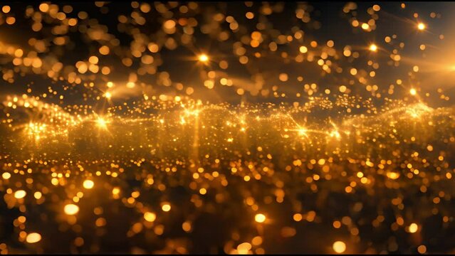 A shiny gold background with stars and sparkles