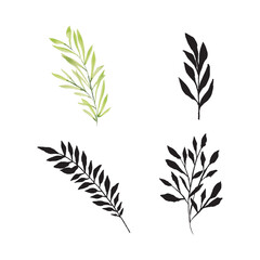 set of various shapes and colors of plants, vector logo icons