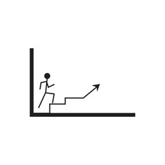 line diagram in the shape of a person climbing a ladder, vector logo icon