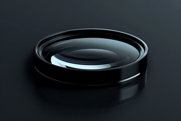 Close-up view of a UV Filter isolated on a black background, highlighting the intricate details of photography equipment and technology