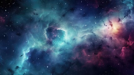 Naklejka premium Enchanting nebula, Vibrant cosmic colors of a mesmerizing nebula.