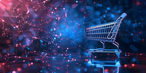 Explore blockchains impact on retail through multiagent systems for personalized shopping and fraud prevention Background Graphic Art. Concept Blockchain Impact on Retail, Multiagent Systems