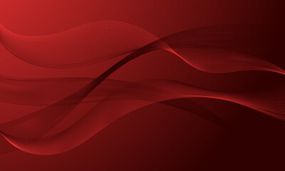 red smooth lines wave curves with soft gradient abstract background