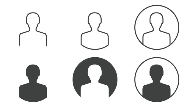 Set of User Profile Icons Isolated on White Background