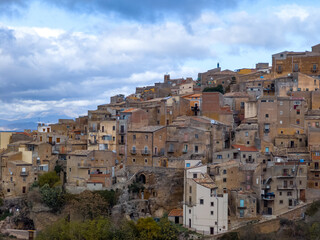 Panoramic view of Calascibetta, Sicily, Italy - 770873757