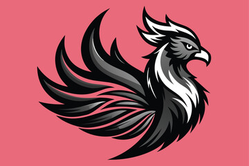 phoenix-in-vector-profile-in-black-and-white-on.eps