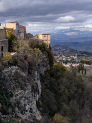 Panoramic view of Calascibetta, Sicily, Italy - 770875115