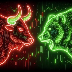 Bull vs Bear, Stock market illustration