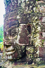 Bayon Temple - Masterpiece of Khmer Architecture built as a Buddhist temple by Jayavarman VII with...
