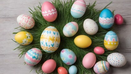 easter eggs in a basket, eggs in the grass, Easter egg, White Egg, Happy easter