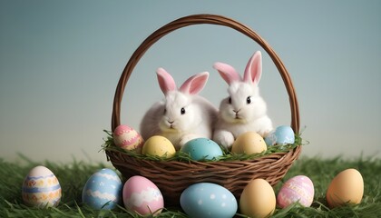 easter bunny and easter eggs, eggs in the grass, Easter egg, White Egg, Happy easter